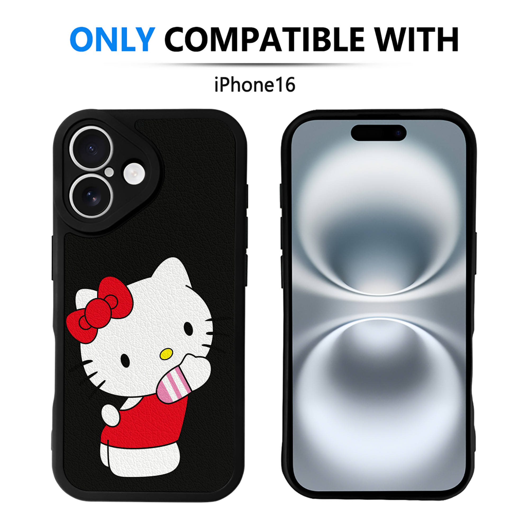 （画像用） Hello Kitty ハローキティ 【iPhone 16シリーズ対応】シリコンスマホケース（レザー調） 材質：シリコン